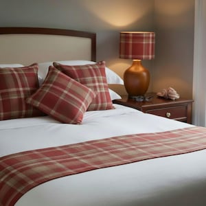 Camino de cama con cuadros Balmoral, caminos de cama, decoración del hogar