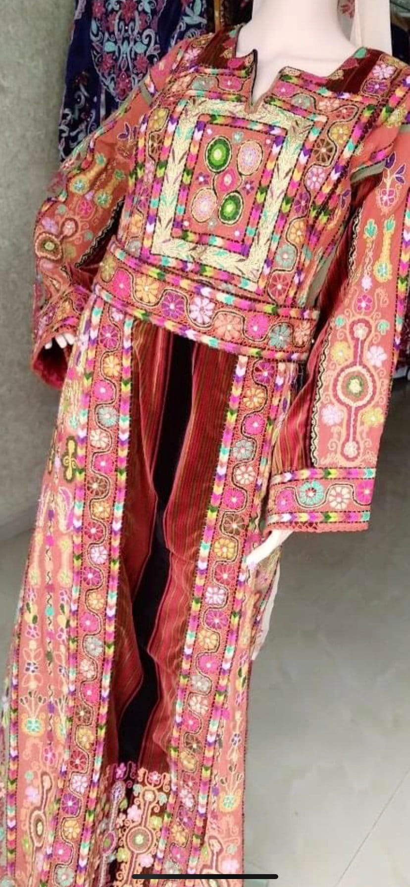 Palestinian Wedding Dress Traditional Costume Embroidery Women Etsy