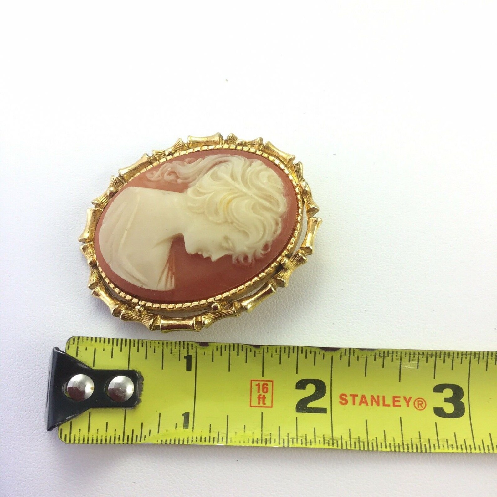 Vintage Plastic Cameo Woman Lady Face Brooch Pin Female Hair Etsy