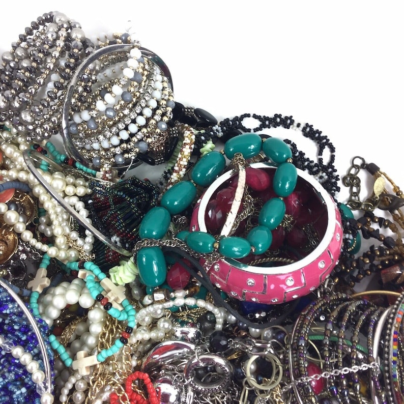 8 lbs Costume Jewelry Lot Vintage Modern Necklaces Bracelets Mix Wearable