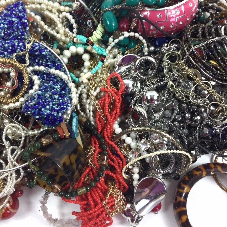 8 lbs Costume Jewelry Lot Vintage Modern Necklaces Bracelets Mix Wearable