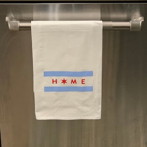 Buy 6 get one FREE! Chicago Flag Dish Towel! Flour sack 27x27 all cotton towel.