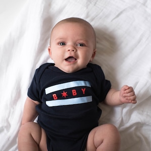 BOGO SALE! Chicago Flag Baby Gift. Short Sleeve Baby Bodysuits/Onesies. Many Colors Available! Long Sleeve Available Separately