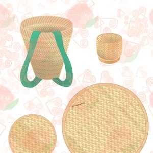 Bamboo Baskets 3 – Hmong, Lao, Thai, Southeast Asian, JPEG, PNG, Digital Download