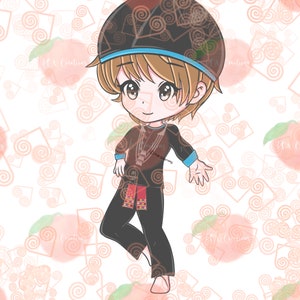 Chibi, Hmong Boy 7, JPEG, PNG, Digital Download