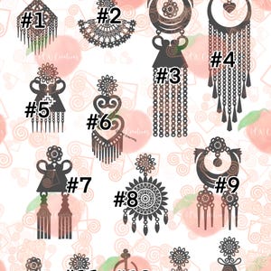 Fichiers numériques Hmong, Pack 34, fichiers numériques Hmong, boucles d'oreilles, JPEG, PNG, téléchargement numérique