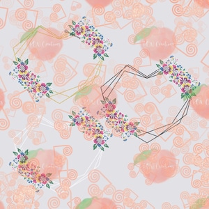 Border 6, Thai Li Loos floral, Heart, Color, JPEG, PNG, Digital Download