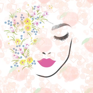 Woman Face - Line Art 4, JPEG, PNG, Digital Download