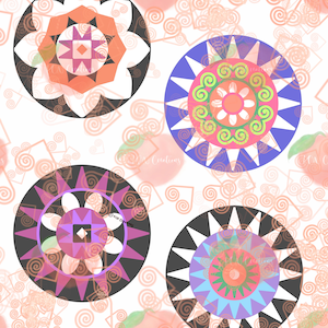 Hmong Embroidery Patches - Pack 1, B&W, Color, JPEG, PNG, PDF, Digital Download