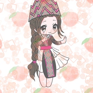 Chibi, Hmong Girl 2, JPEG, PNG, Digital Download