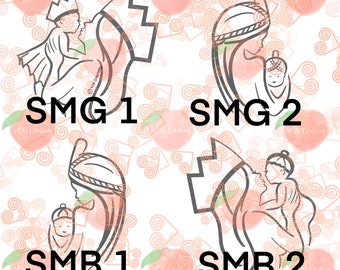 Mamá y bebé hmong, SMG1-2, SMB1-2, JPEG, PNG, PDF, descarga digital
