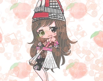 Chibi, Hmong Girl 10, JPEG, PNG, Digital Download