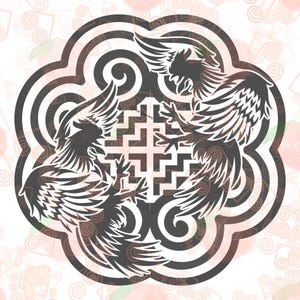 Combat de coq - Inspiré des Hmong, JPEG, PNG, téléchargement numérique