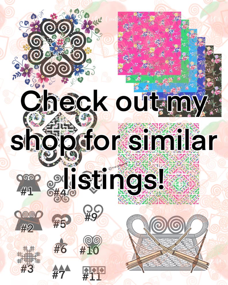 May include: A collection of 11 different digital designs featuring intricate patterns and swirls. The designs are numbered 1 through 11. The text "Check out my shop for similar listings!" is displayed on the image.