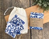 100 Cotton Reusable Soft Face Cleansing Wash Pads Makeup Remover Pads Storage Wash Bag - Eco Friendly Washable Zero Waste - Floral