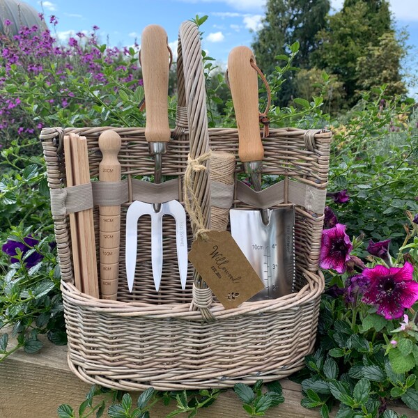 Gardening Basket - Garden Tools Beautiful  Willow  Basket Set