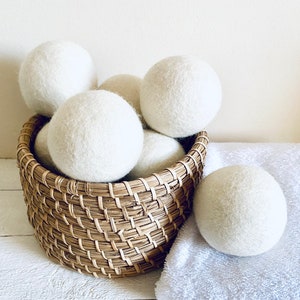 Wool Dryer Balls (Set of 3) | Natural Laundry Softener with Cotton Storage Bag