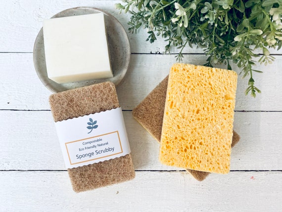 100% Compostable Sponge Scrubber-natural Cellulose & Sisal Fibre