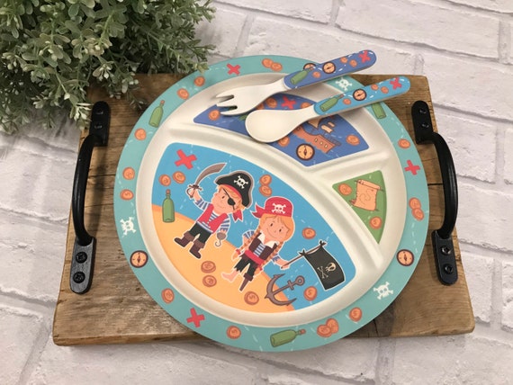 Bamboo Childs Plate & Cutlery Set Baby Dinner Set Pirates - Etsy UK