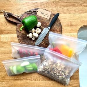 Reusable Washable Food Storage Bags - Eco Friendly Leakproof Kitchen Pantry