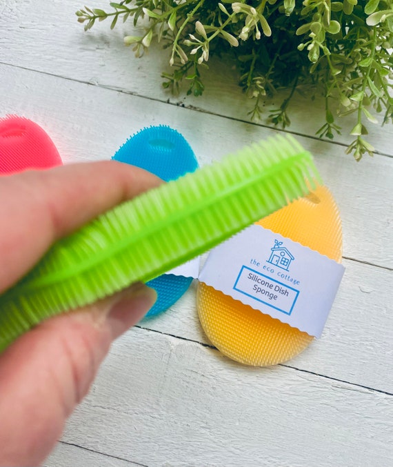 5 Pieces Silicone Sponge Silicone Scrubber Dish Brush Cleaning Sponges Soap-Shaped Silicone Dishwashing Brush Pad Double Sided Silicone Brush for