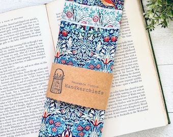 William Morris Cotton Hankies | Strawberry Thief, Sweet Briar - Set of 3