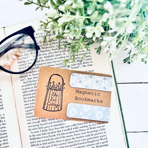 Blue Floral Magnetic Bookmark Set: Book Lover Gift
