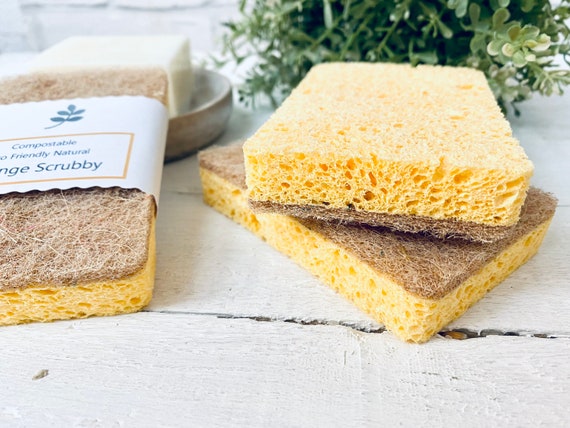 100% Compostable Sponge Scrubber-natural Cellulose & Sisal Fibre
