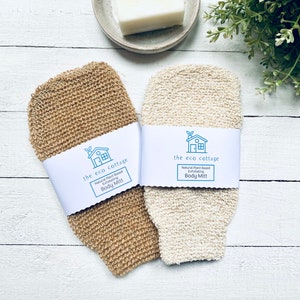 Natural Woven Jute | Ramie Exfoliating Mitt | Zero Waste | Plastic Free | Shower | Bath | Self Tan Exfoliator