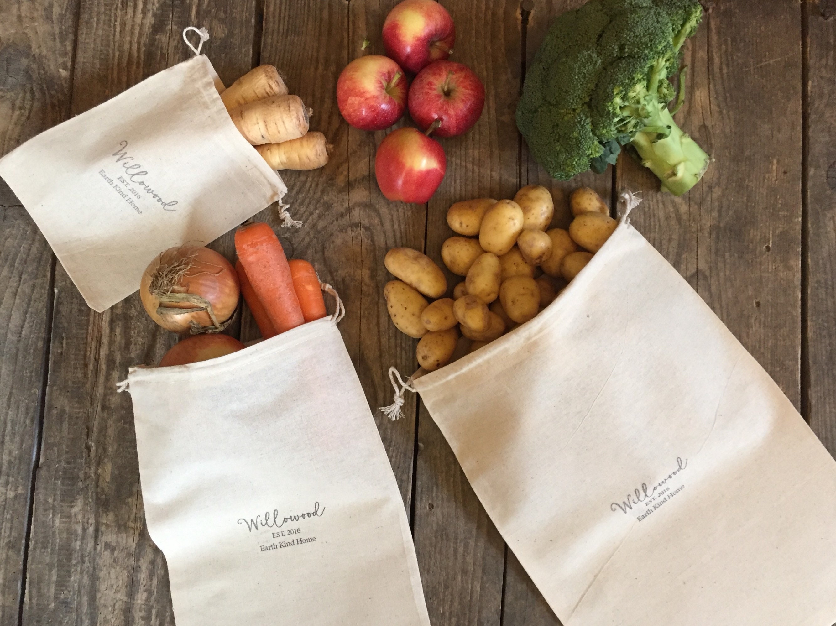 Natural Cotton Produce Bags drawstring Kitchen Storage Sack - Etsy UK