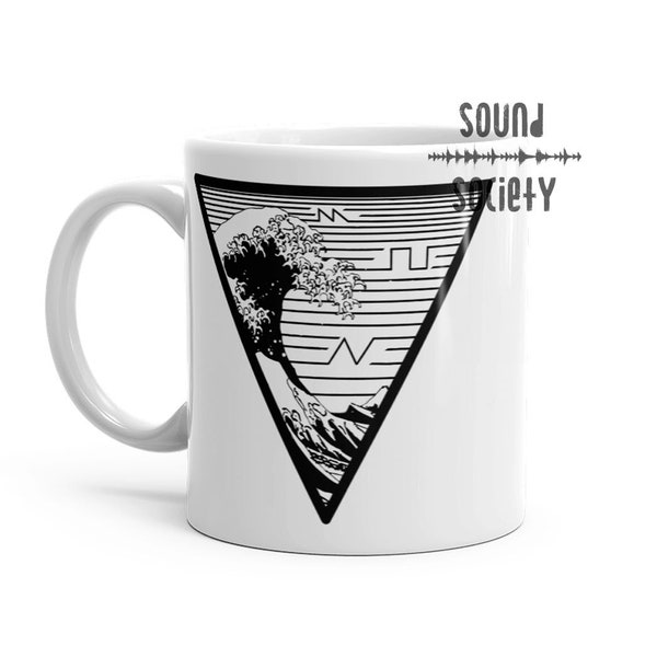 Analog Synthesizer Waves Mug, Great Wave Off Kanagawa Coffee Mug, Modular Synth Waveforms, Moog Korg Roland Nerd, DJ Gift, Music Lover Gift