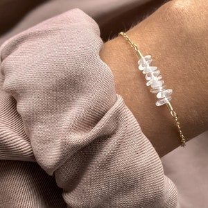 Armband gold mit Bergkristallsplittern / Geschenk zum Muttertag Bild 1