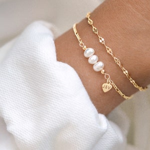 Personalisiertes Perlen Armband gold / Hochzeitsgeschenk