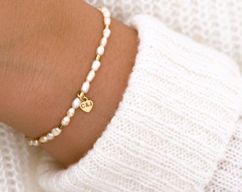 Pearl bracelet with engraving, gift for Mother's Day