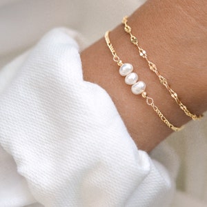 Personalisiertes Perlen Armband gold Damen / Geschenk zum Muttertag Bild 1