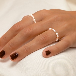 Pearl ring with golden elements, bridal jewelry I gift for Mother's Day image 1