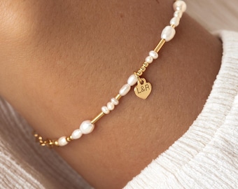 Perlenarmband mit Gravur (Name, Initialen) aus 925 Silber, gold & roségold | Armband für die Trauzeugin | Braut Accessoire für die Hochzeit