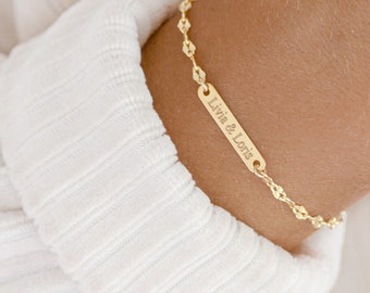 Armband mit Gravur (Name, Buchstabe, Koordinaten, Datum) | Personalisiertes Geburtstagsgeschenk Freundin | Geschenk Patentante & Trauzeugin