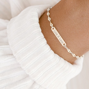 Pulsera de plata grabada / Regalo de Pascua personalizado / Joyería de boda
