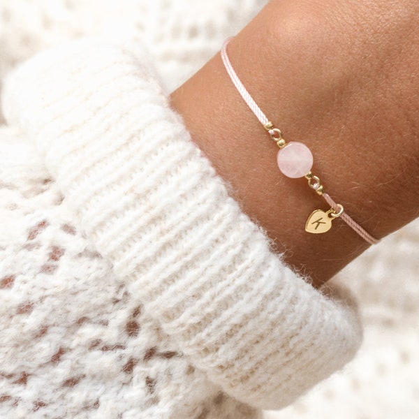 Personalized Rose Quartz Bracelet | present for Mother's Day | Personalized gift