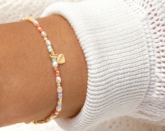 Bracelet de perles personnalisé coloré / cadeau pour la fête des mères