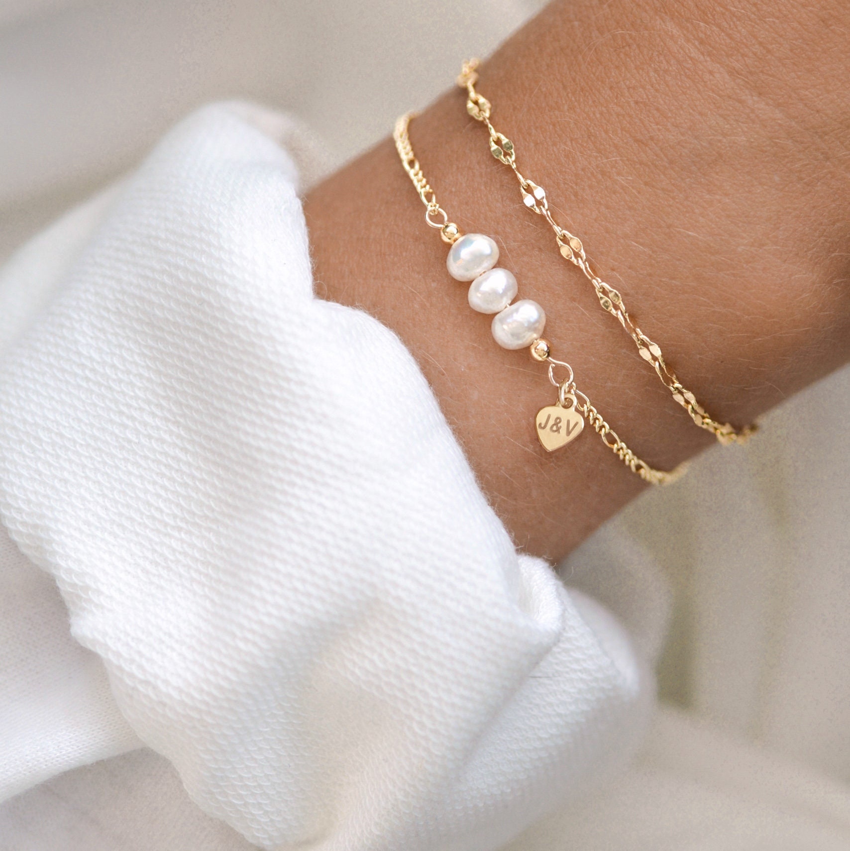Personalisiertes Perlen Armband Gold, Valentinstags-geschenk Für Frauen 