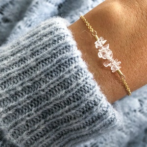 Armband gold mit Bergkristallsplittern / Geschenk zum Muttertag Bild 3