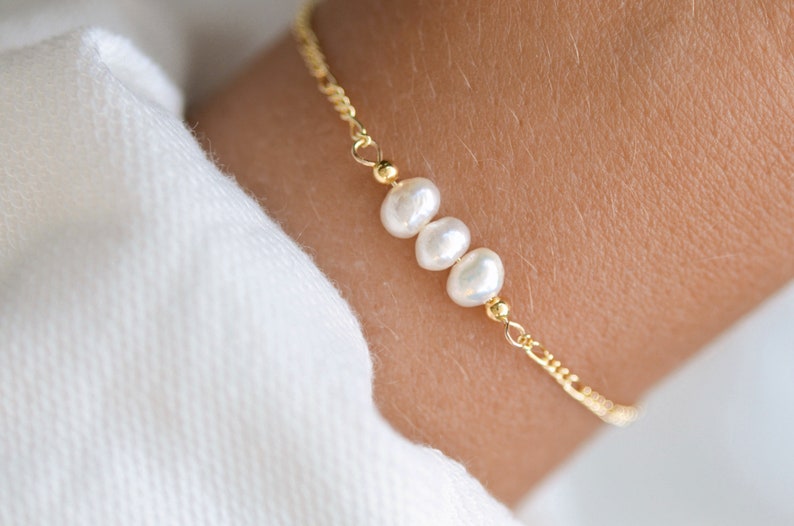 Personalisiertes Perlen Armband gold Damen / Geschenk zum Muttertag Bild 10