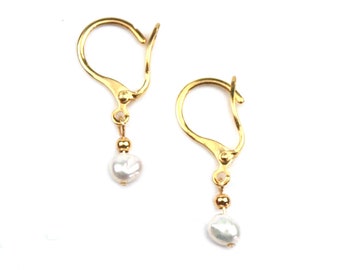 Gold-plated earrings with freshwater pearls / Mother's Day gift