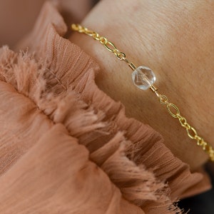 Bracelet with faceted glass crystal gold plated / gift for Mother's Day image 2