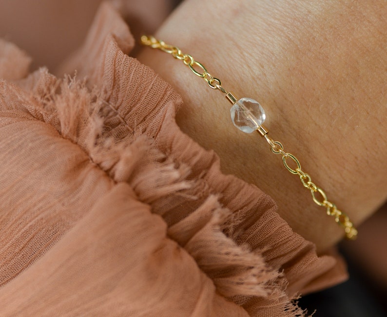 Armband mit facettiertem Glaskristall vergoldet / Geschenk zum Muttertag zdjęcie 2