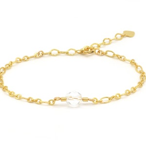 Bracelet with faceted glass crystal gold plated / gift for Mother's Day image 1