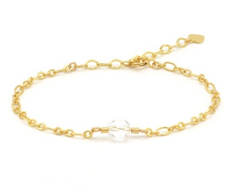 Bracelet with faceted glass crystal gold plated / gift for Mother's Day