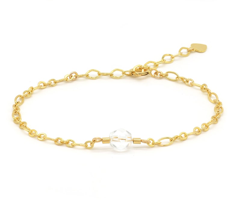 Bracelet with faceted glass crystal gold plated / gift for Mother's Day image 1